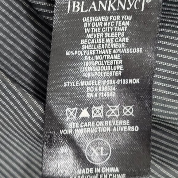 BLANKNYC Black Vegan Leather Moto Biker Collared Zipped Padded Jacket Size XL - Picture 4 of 16